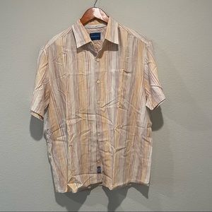 Tommy Bahama Peach Stripe Silk Blend Button Down Shirt